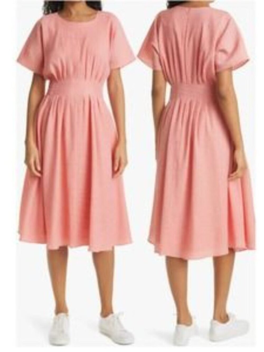 Club Monaco Coral Midi Dress with Cinched Waist